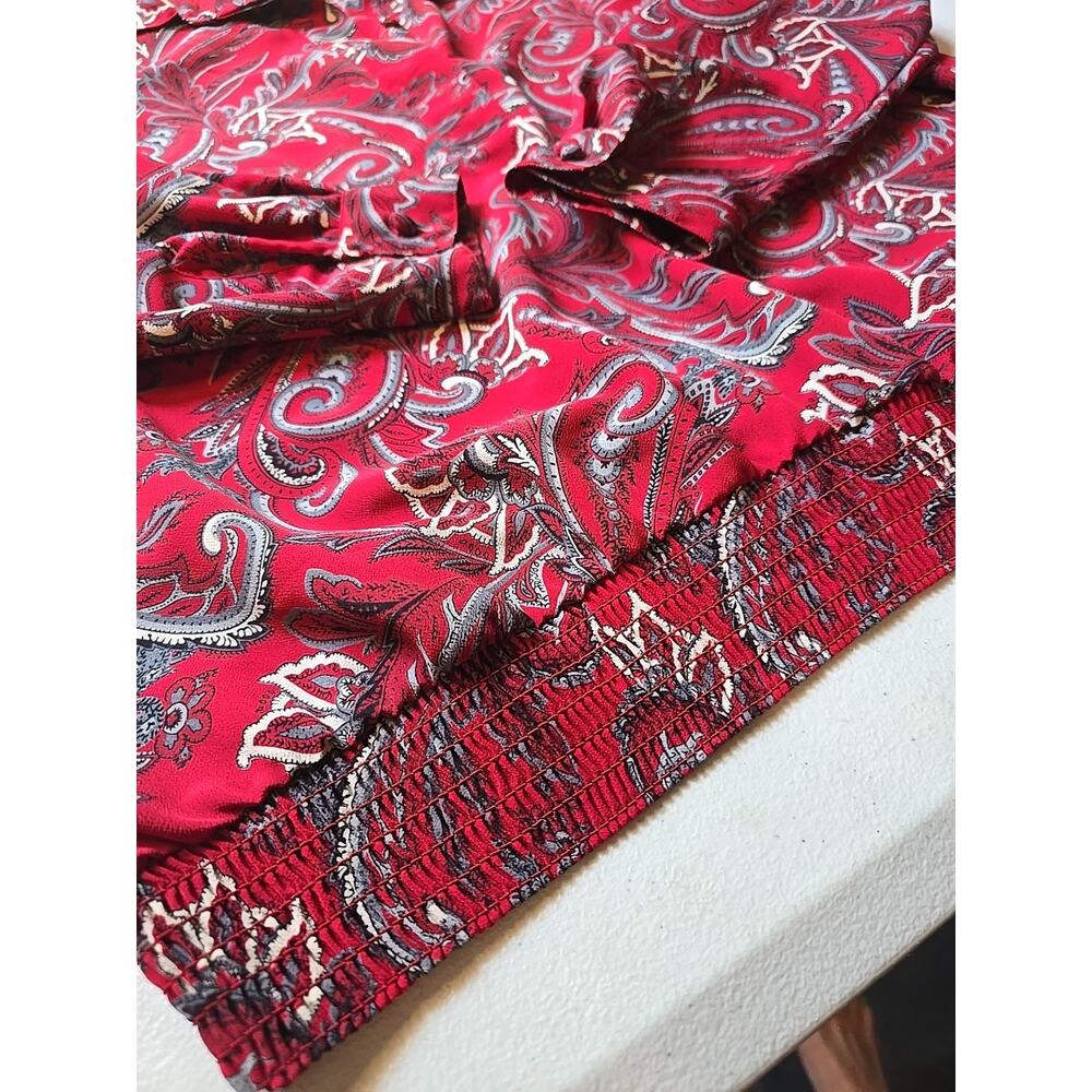 Alfred Dunner Women's Sz 16W Red Paisley Floral Long Sleeve Blouse Flowy Casual - Picture 5 of 9